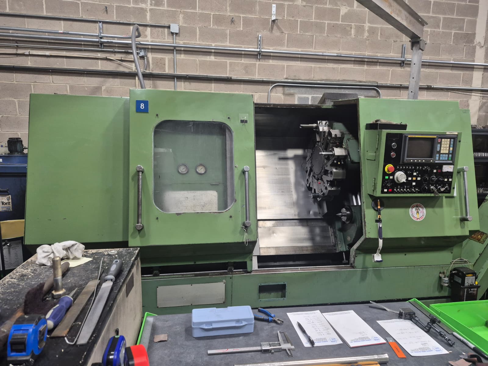 Daewoo Puma 10S CNC turning center with Fanuc control and multi-station turret